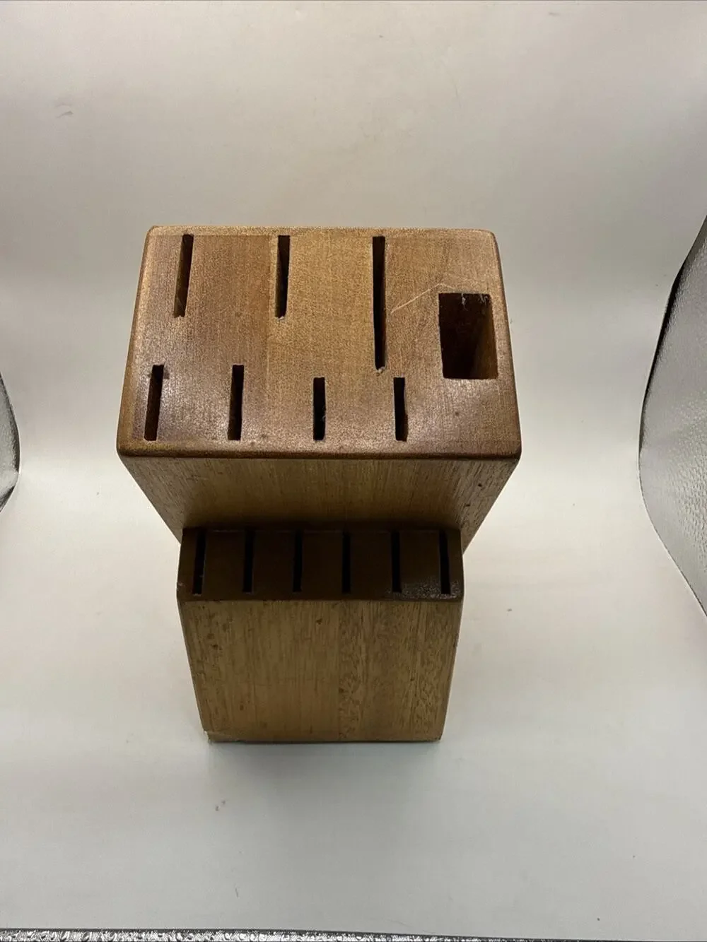 Wooden Knife Block 14 Slot Storage Countertop Organization Sharpener *